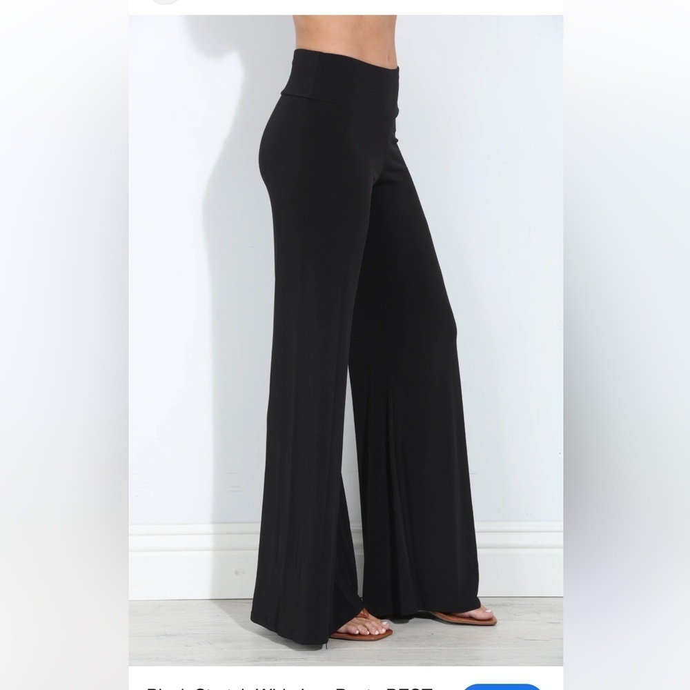 Veronica M Black Stretch Wide Leg Pants S - Picture 5 of 5